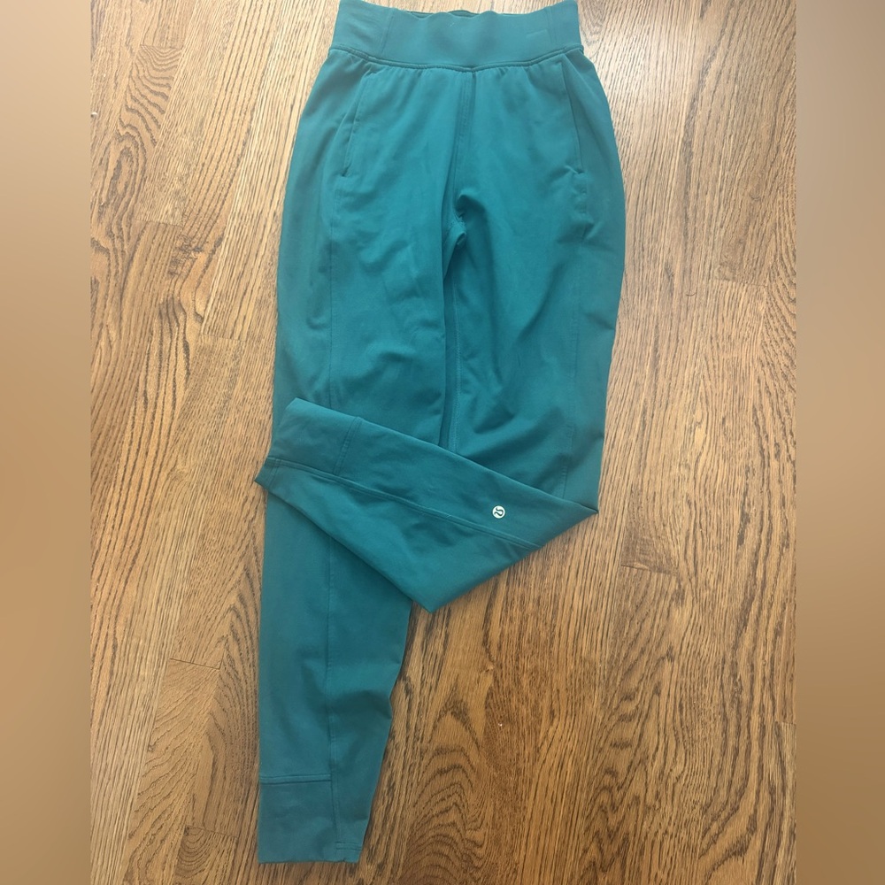 lululemon athletica storm Teal Joggers rulu run pants 2 small blue green pocket